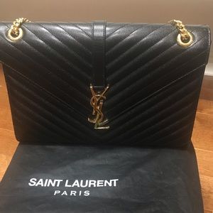 YSL large quilted bag with gold chain